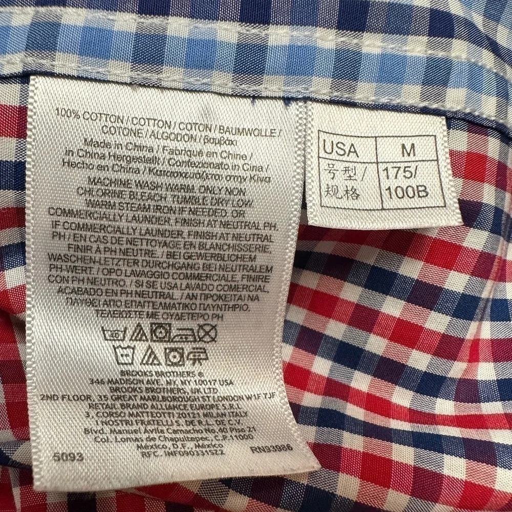 Brooks Brothers Long Sleeve Button Down Shirt Men’s Sz M Red White Blue Check - Picture 10 of 10